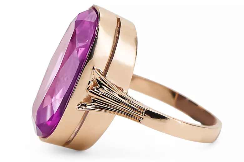 Style vintage Anneau Améthyste Or rose 14 carats vintage d'origine vrc113r